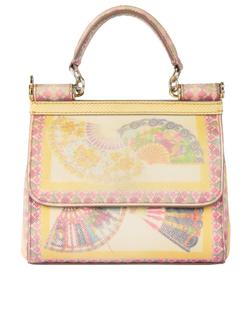 Dolce & Gabbana Fan Print Sicily Bag, Leather, Yellow, MII, 2*